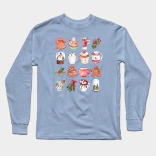 Cottagecore style Christmas drink and cookies. Long Sleeve T-Shirt